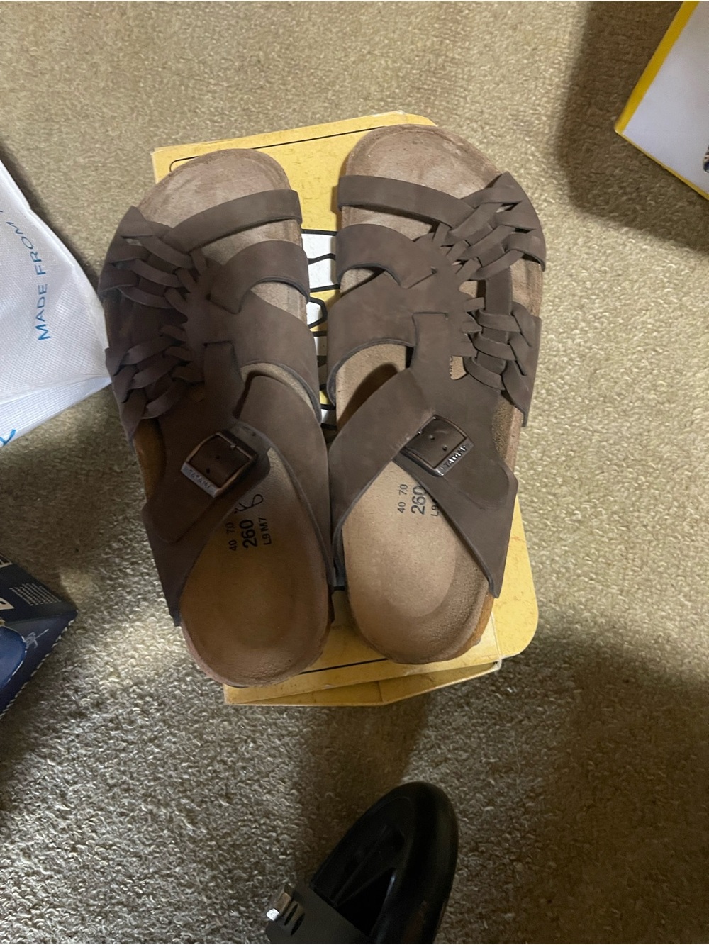 Birkenstock Women's Brown Braided Strap Sandals with Buckle